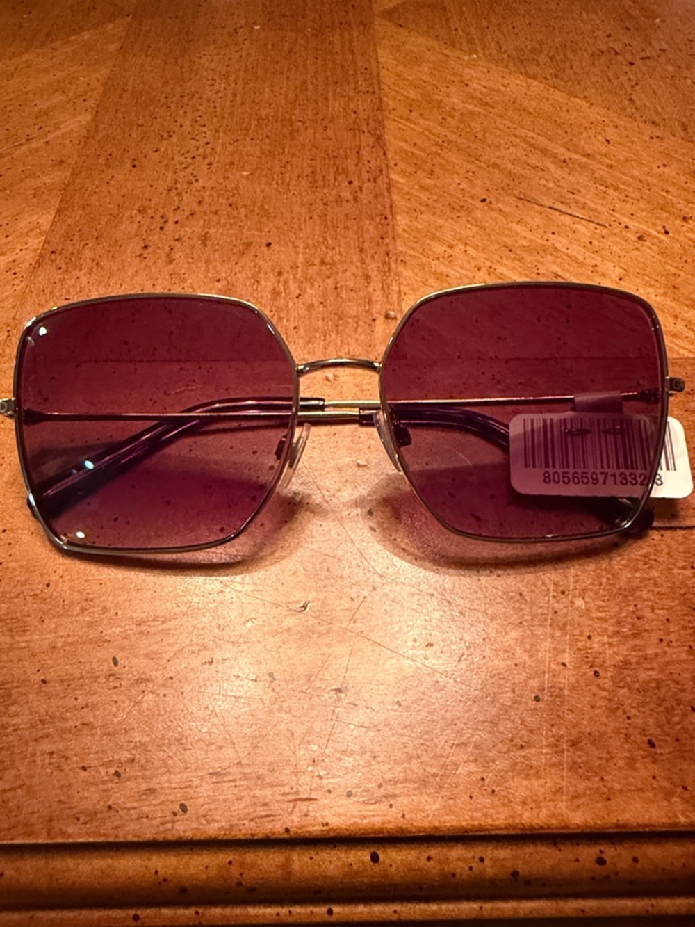 Dolce & Gabbana Gld Brn Grd Geometric Square Frame Sunglasses with Purple Lenses